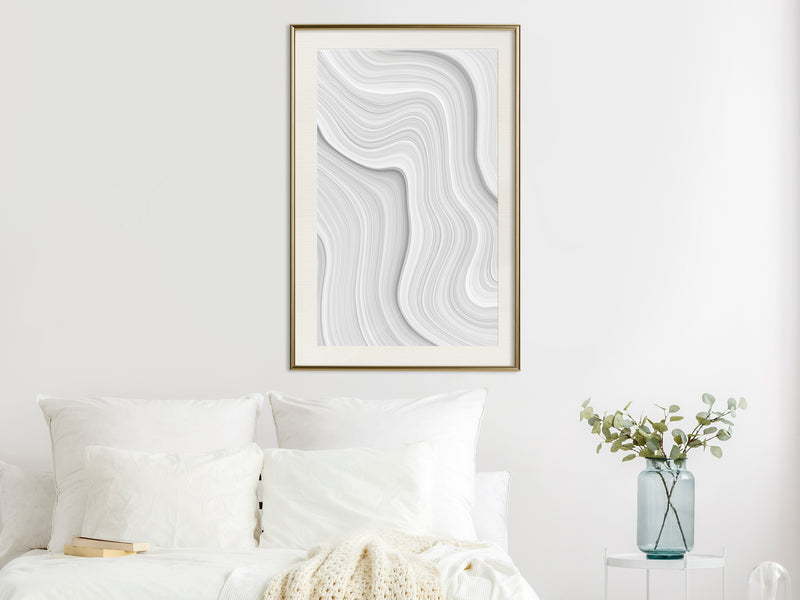Poster - Snow Contour Lines  - goud passepartout