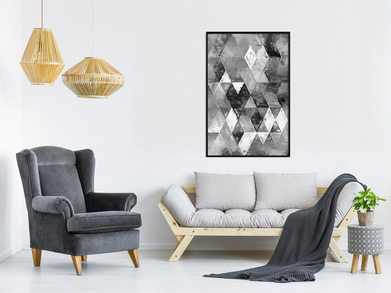 Poster - Abstract Diamonds  - zwart