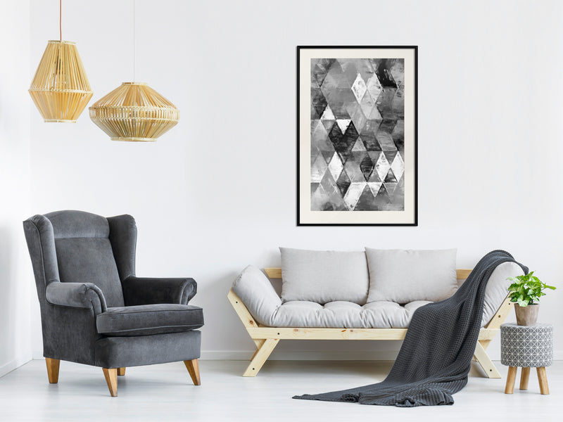 Poster - Abstract Diamonds  - zwart passepartout