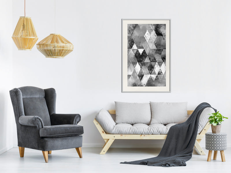Poster - Abstract Diamonds  - wit passepartout