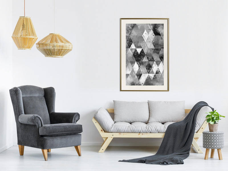 Poster - Abstract Diamonds  - goud passepartout