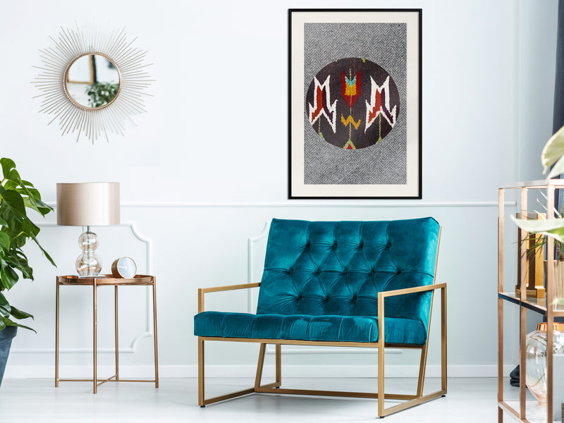 Poster - Ethnic Fabric  - zwart passepartout