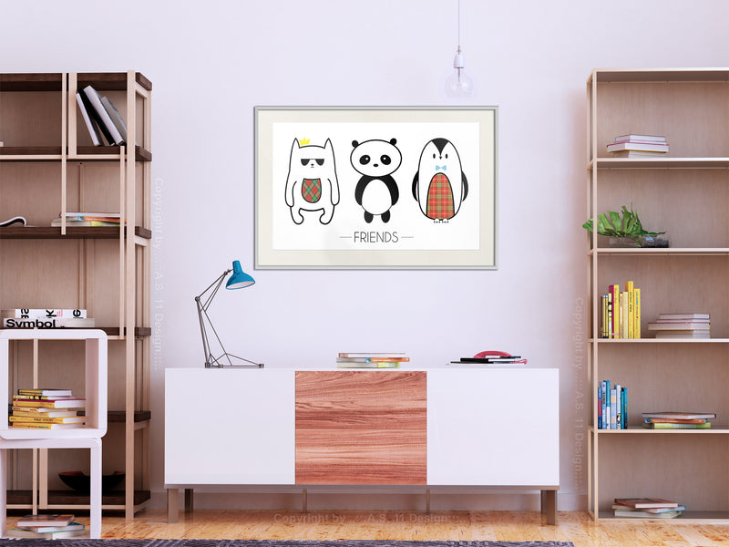 Poster - Buddies  - wit passepartout