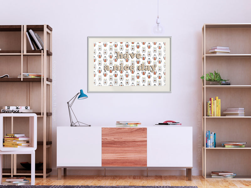 Poster - Animals Wish a Nice Day  - wit passepartout