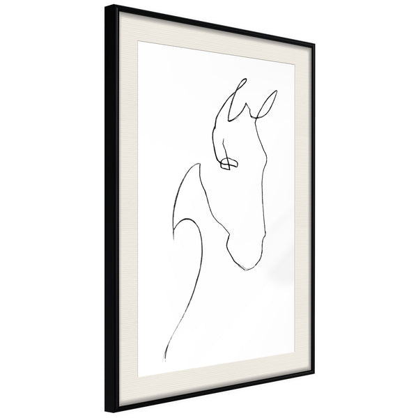 Poster - Sketch of a Horse's Head  - zwart passepartout