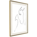 Poster - Sketch of a Horse's Head  - goud passepartout