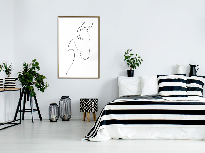 Poster - Sketch of a Horse's Head  - goud