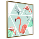 Poster - Tropical Mosaic with Flamingos (Square)  - goud