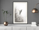 Poster - Hummingbird in Shades of Grey  - zwart passepartout