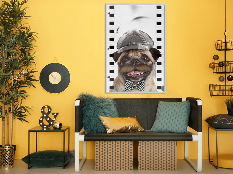 Poster - Dressed Up Pug  - wit