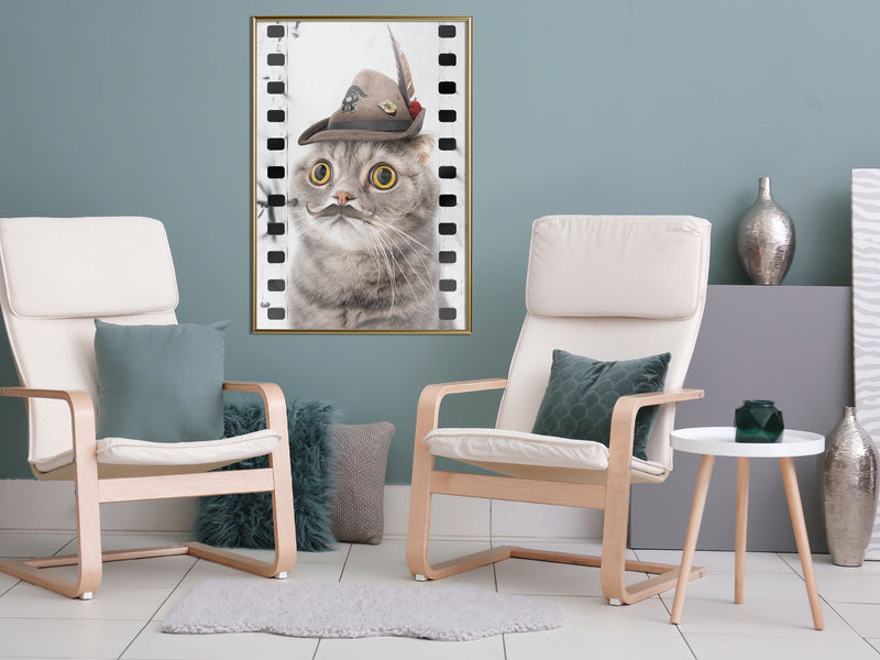 Poster - Dressed Up Cat  - goud