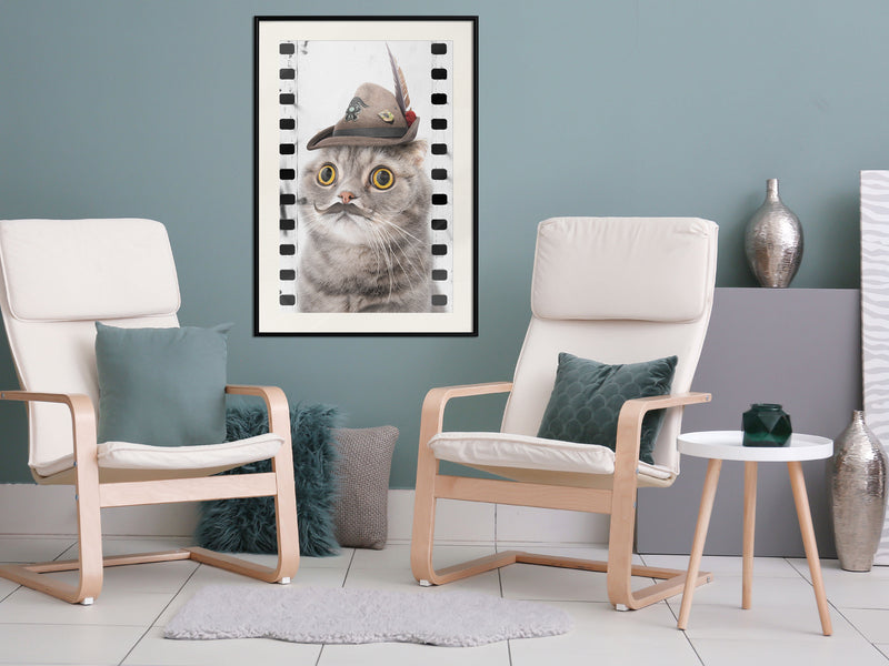 Poster - Dressed Up Cat  - zwart passepartout