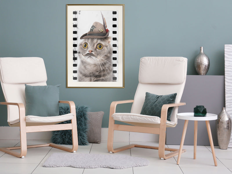 Poster - Dressed Up Cat  - goud passepartout