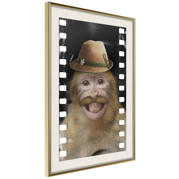 Poster - Dressed Up Monkey  - goud passepartout