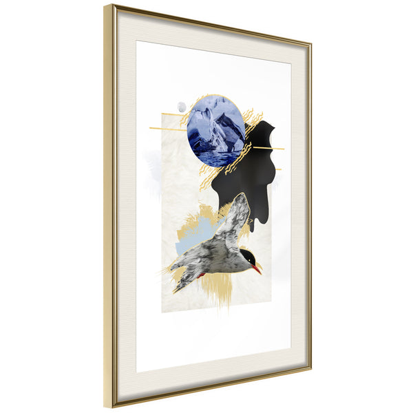 Poster - Abstraction with a Tern  - goud passepartout