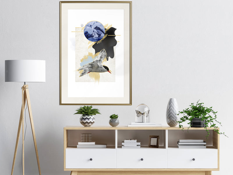 Poster - Abstraction with a Tern  - goud passepartout