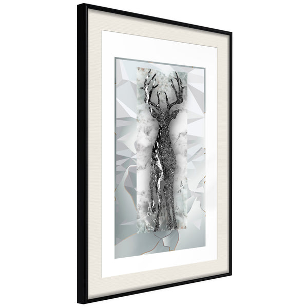 Poster - Crystal Deer  - zwart passepartout