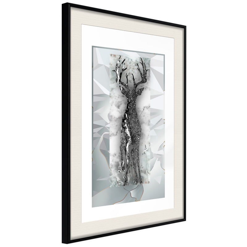 Poster - Crystal Deer  - zwart passepartout
