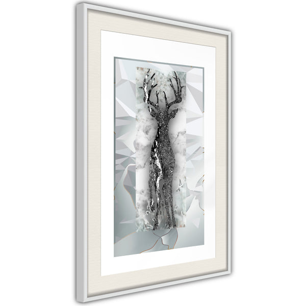 Poster - Crystal Deer  - wit passepartout