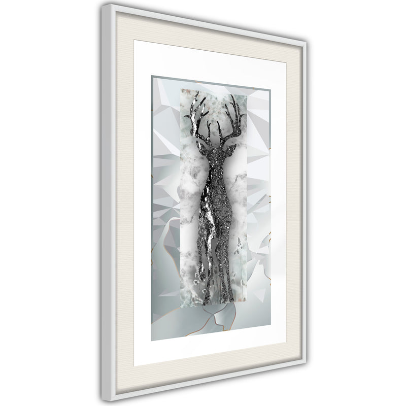 Poster - Crystal Deer  - wit passepartout