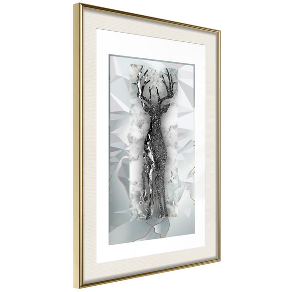 Poster - Crystal Deer  - goud passepartout