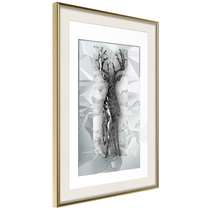 Poster - Crystal Deer  - goud passepartout
