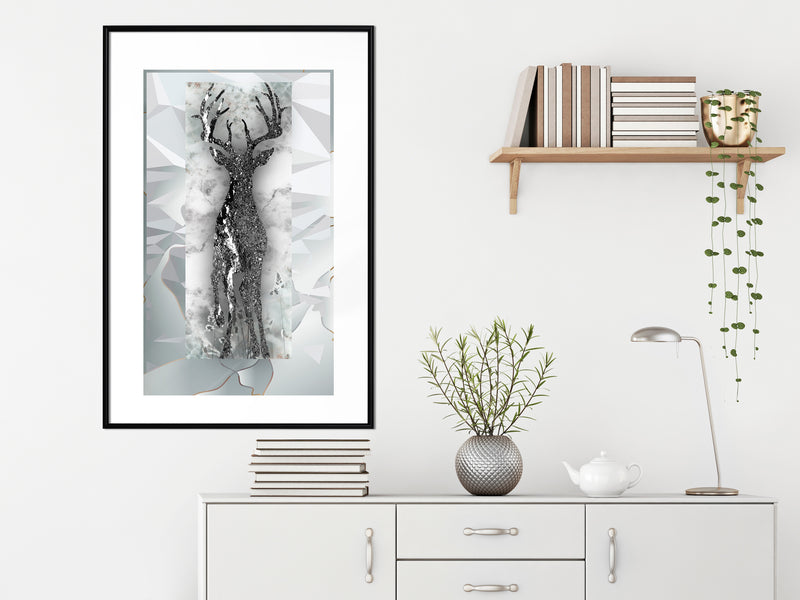 Poster - Crystal Deer  - zwart