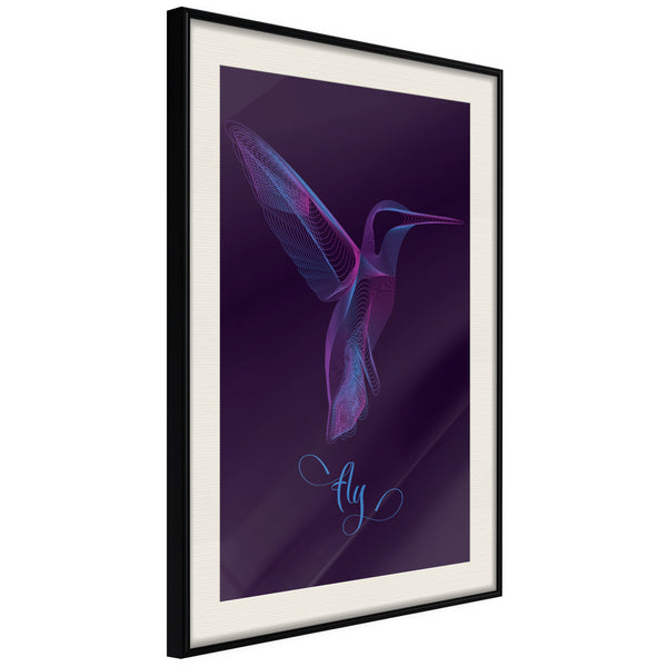 Poster - Fluorescent Hummingbird   - zwart passepartout