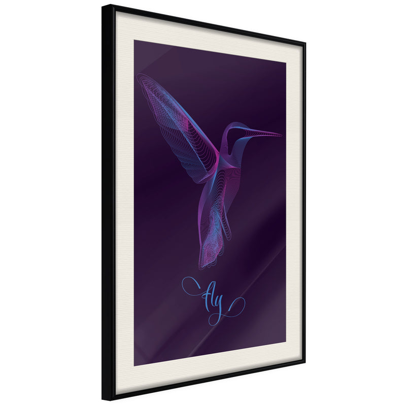 Poster - Fluorescent Hummingbird   - zwart passepartout