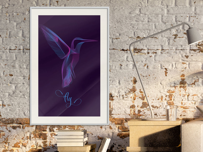 Poster - Fluorescent Hummingbird   - wit passepartout
