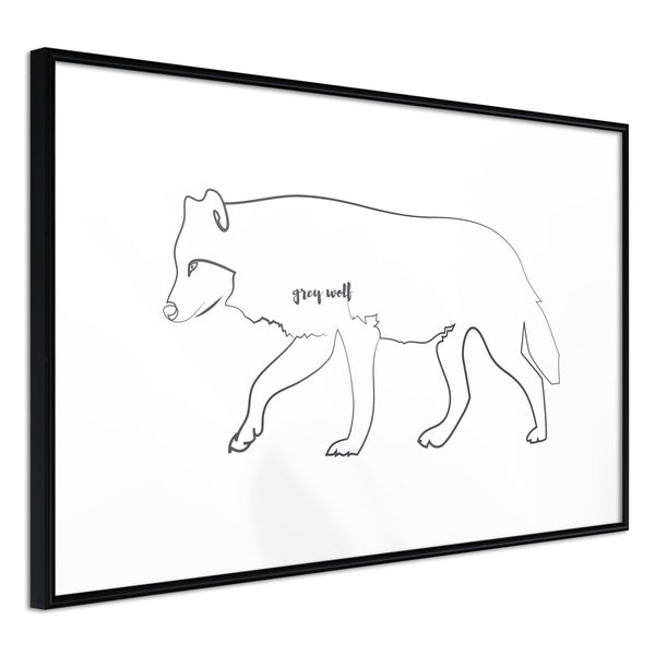 Poster - Grey Wolf  - zwart