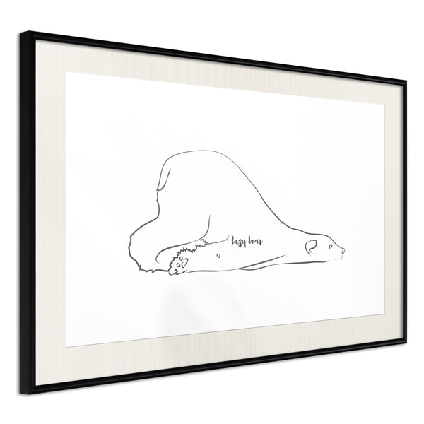 Poster - Resting Polar Bear  - zwart passepartout