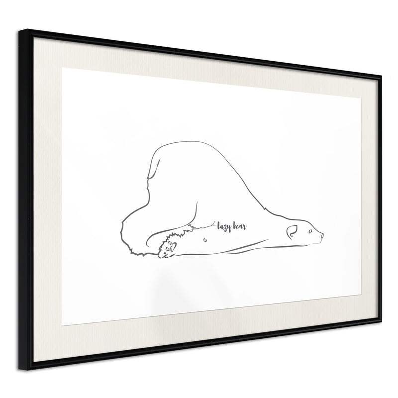 Poster - Resting Polar Bear  - zwart passepartout