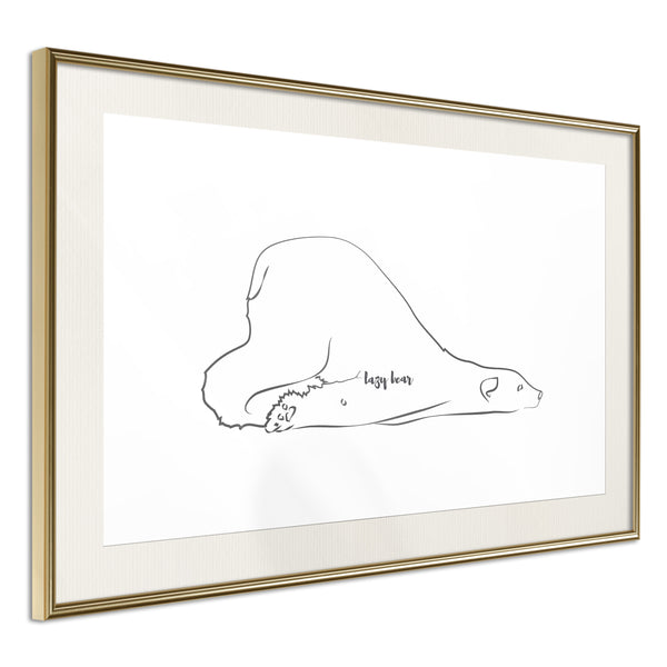 Poster - Resting Polar Bear  - goud passepartout