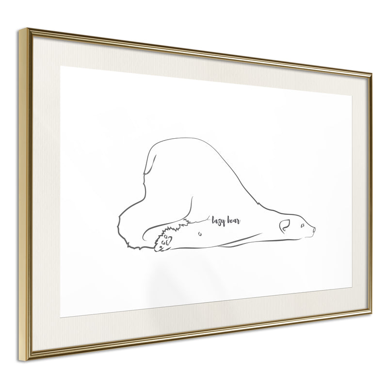 Poster - Resting Polar Bear  - goud passepartout