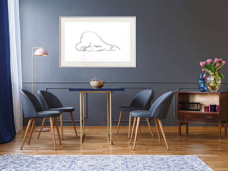 Poster - Resting Polar Bear  - wit passepartout