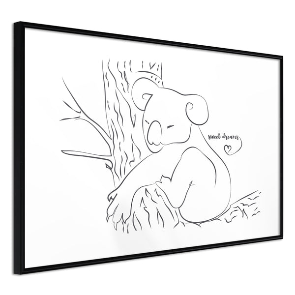 Poster - Resting Koala  - zwart