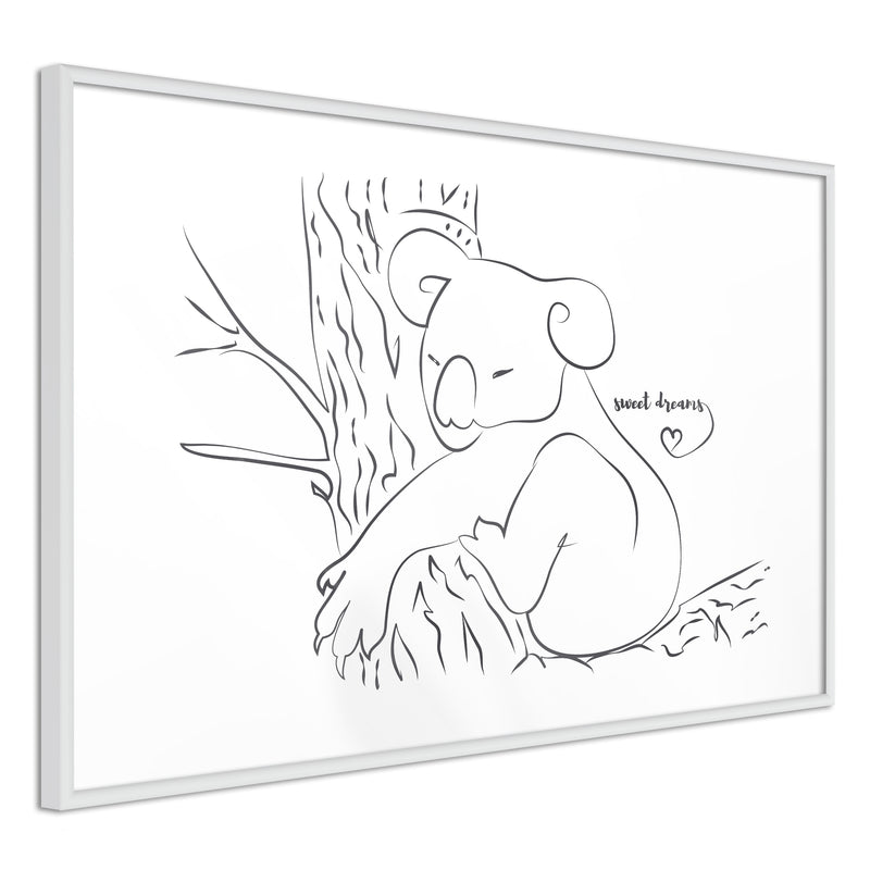 Poster - Resting Koala  - wit