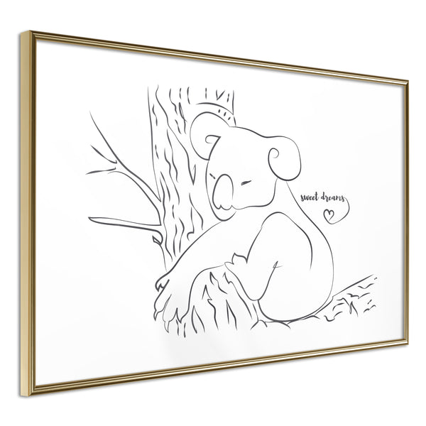 Poster - Resting Koala  - goud