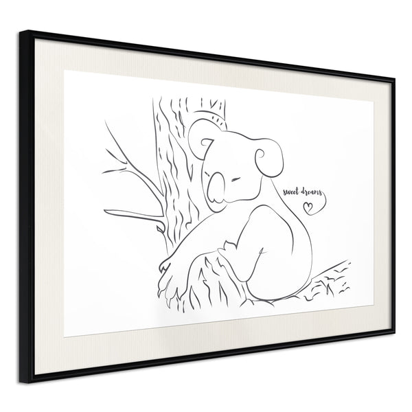 Poster - Resting Koala  - zwart passepartout