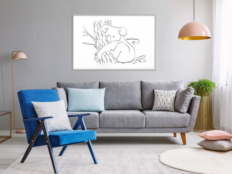Poster - Resting Koala  - wit