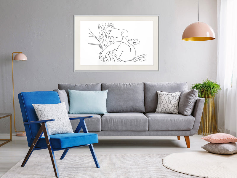 Poster - Resting Koala  - wit passepartout