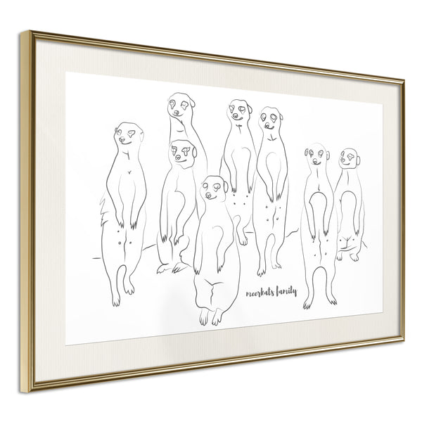 Poster - Meerkat Lookout  - goud passepartout