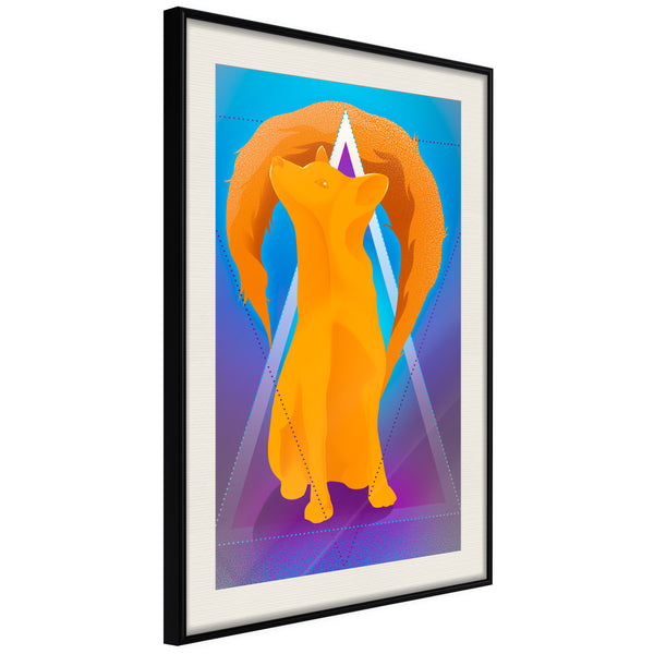 Poster - Fire Fox  - zwart passepartout