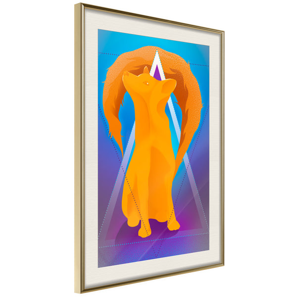 Poster - Fire Fox  - goud passepartout