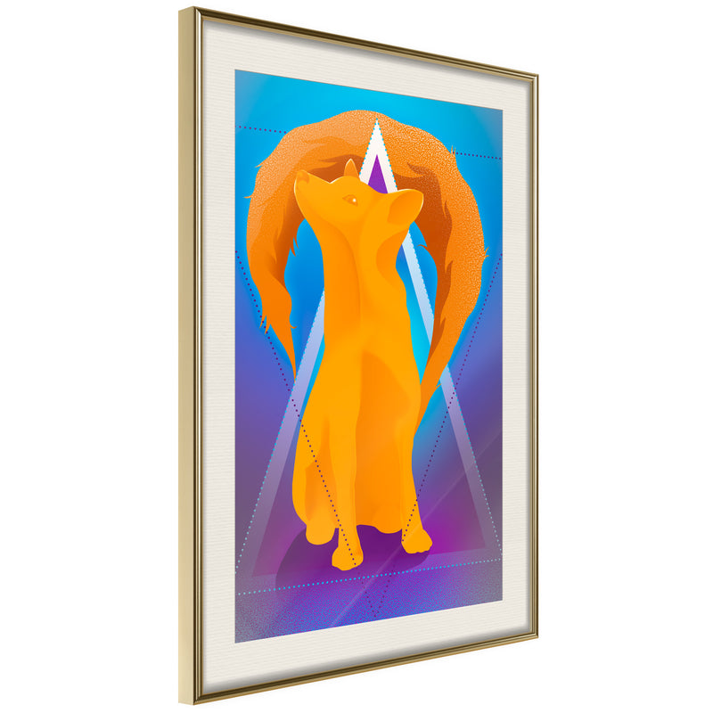 Poster - Fire Fox  - goud passepartout
