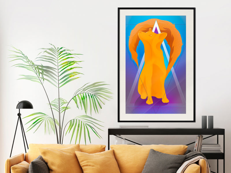 Poster - Fire Fox  - zwart passepartout