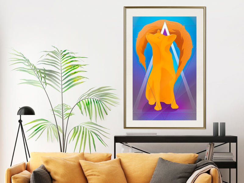 Poster - Fire Fox  - goud passepartout