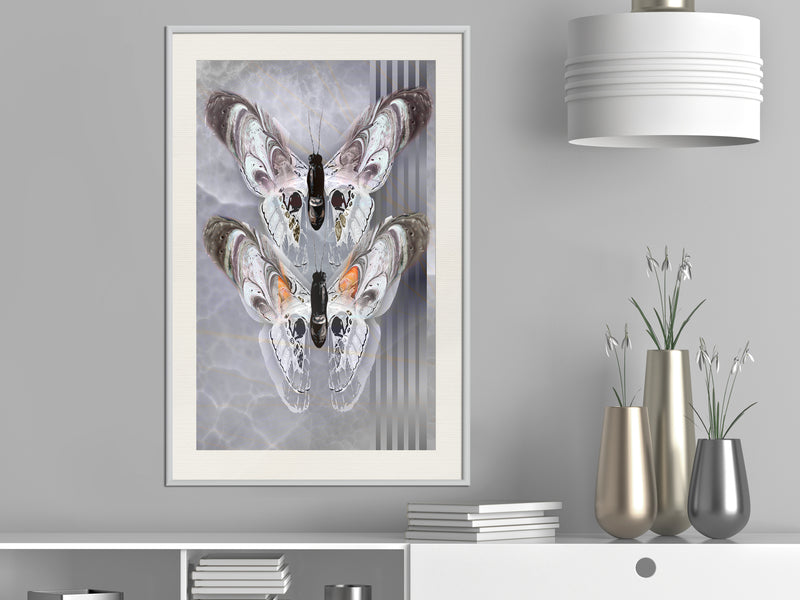 Poster - Two Moths  - wit passepartout