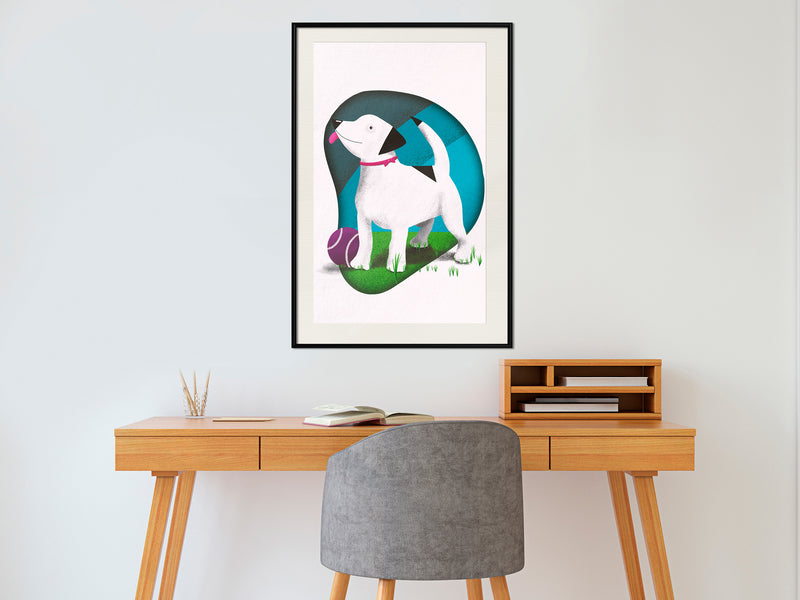 Poster - Dog's Dream  - zwart passepartout